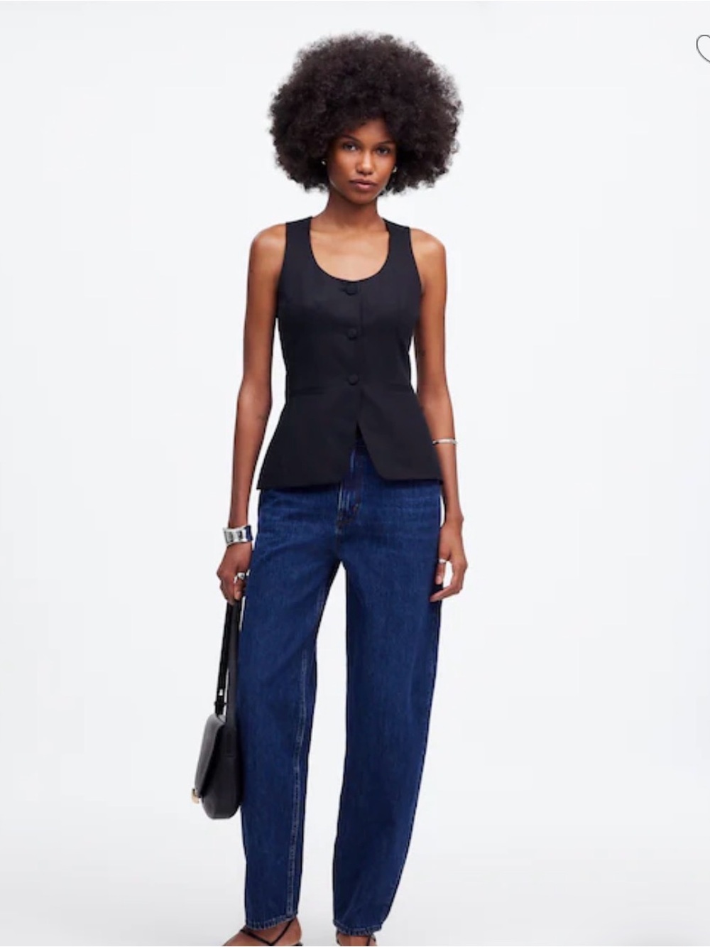 Madewell Black Tailored Button-Front Vest - Picture 2 of 6